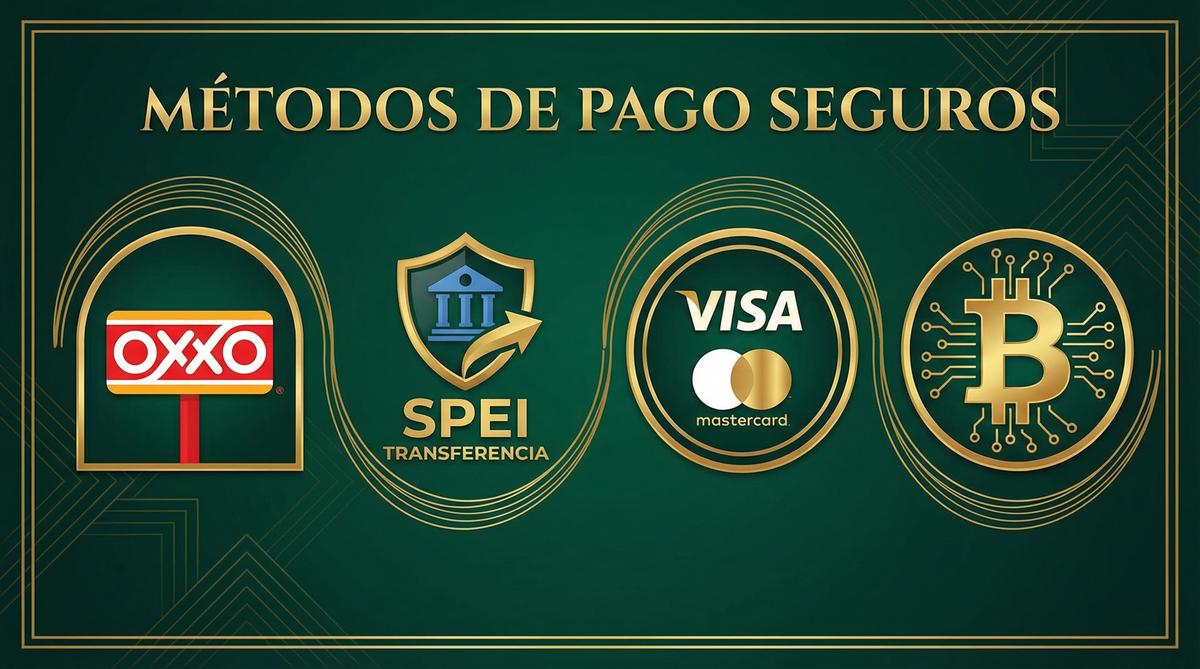 Métodos de pago disponibles en Instabet Mexico incluyendo OXXO SPEI Visa y Bitcoin